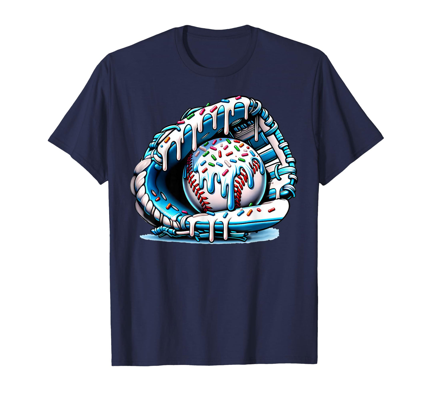 Baseball Drip Ice Cream Sprinkles Baseball Glove T-Shirt