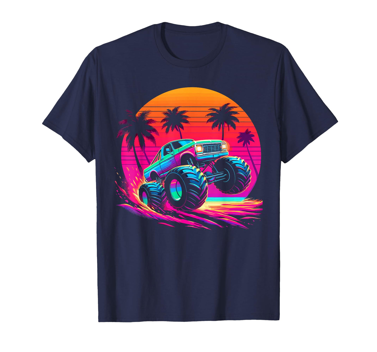 Monster Truck Retro Sunset Monster Truck T-Shirt