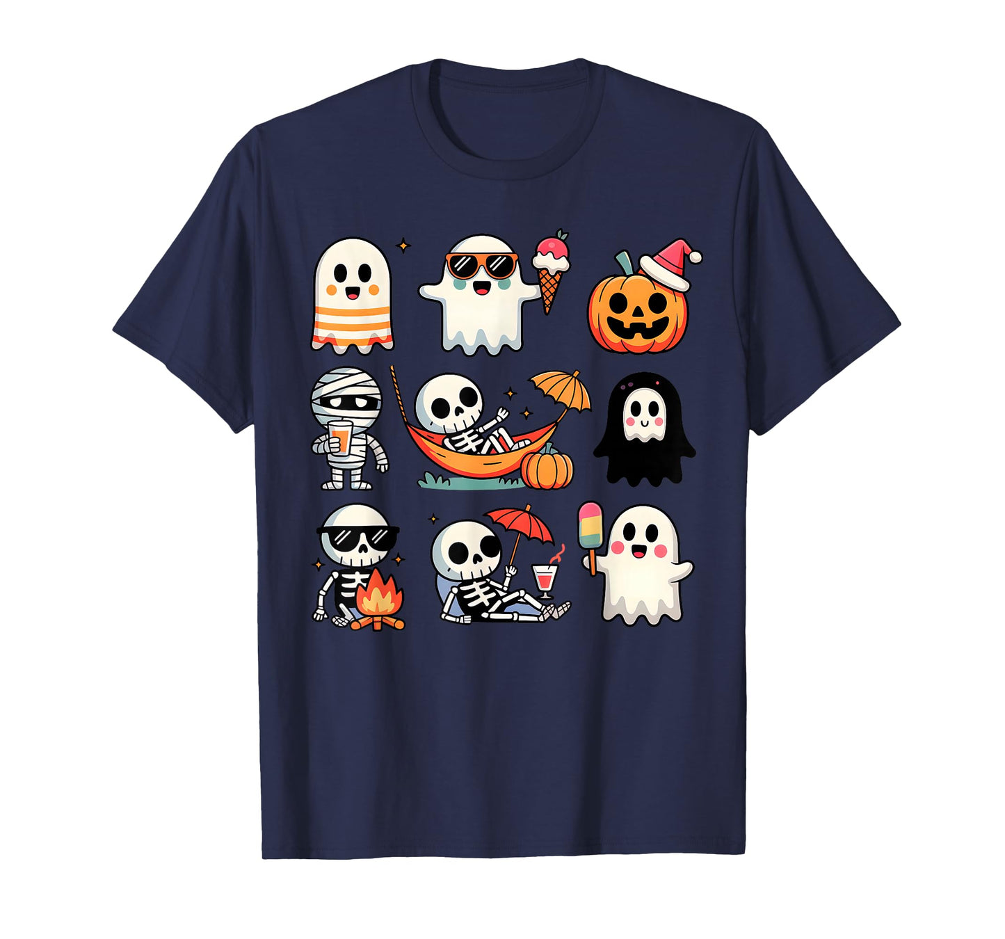 Ghost Pumpkin Halloween Spooky Season Costume Men Women Kids T-Shirt