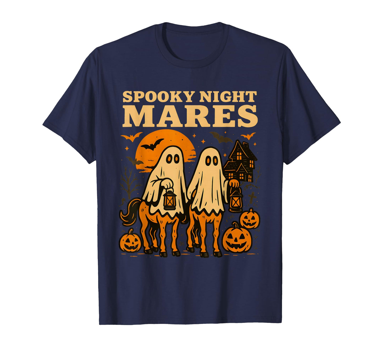 Spooky Night Mares Horse Ghost Halloween Funny Costume T-Shirt