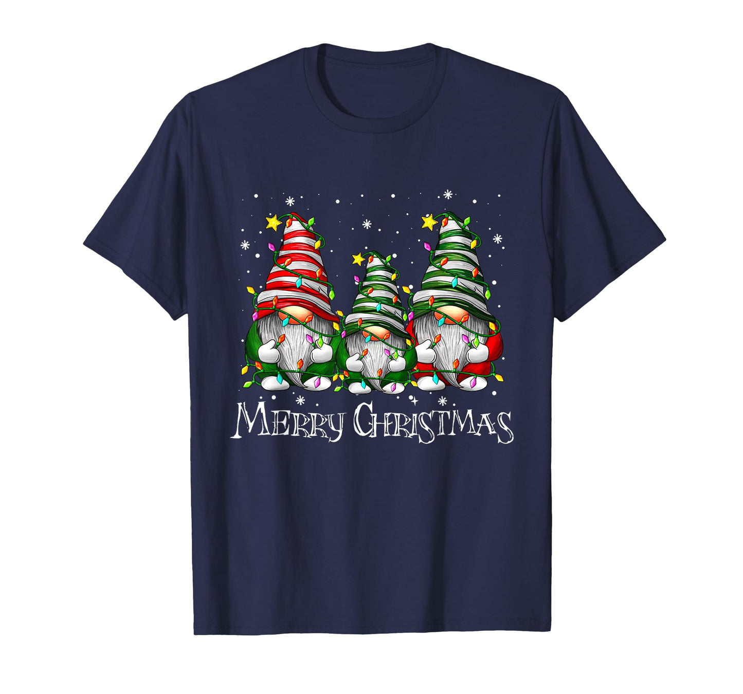 Cute Gnomes Merry Christmas Light Family Gnome Xmas Matching T-Shirt