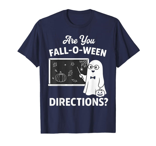 Retro are You Fall O Ween Directions Teacher Halloween Ghost T-Shirt