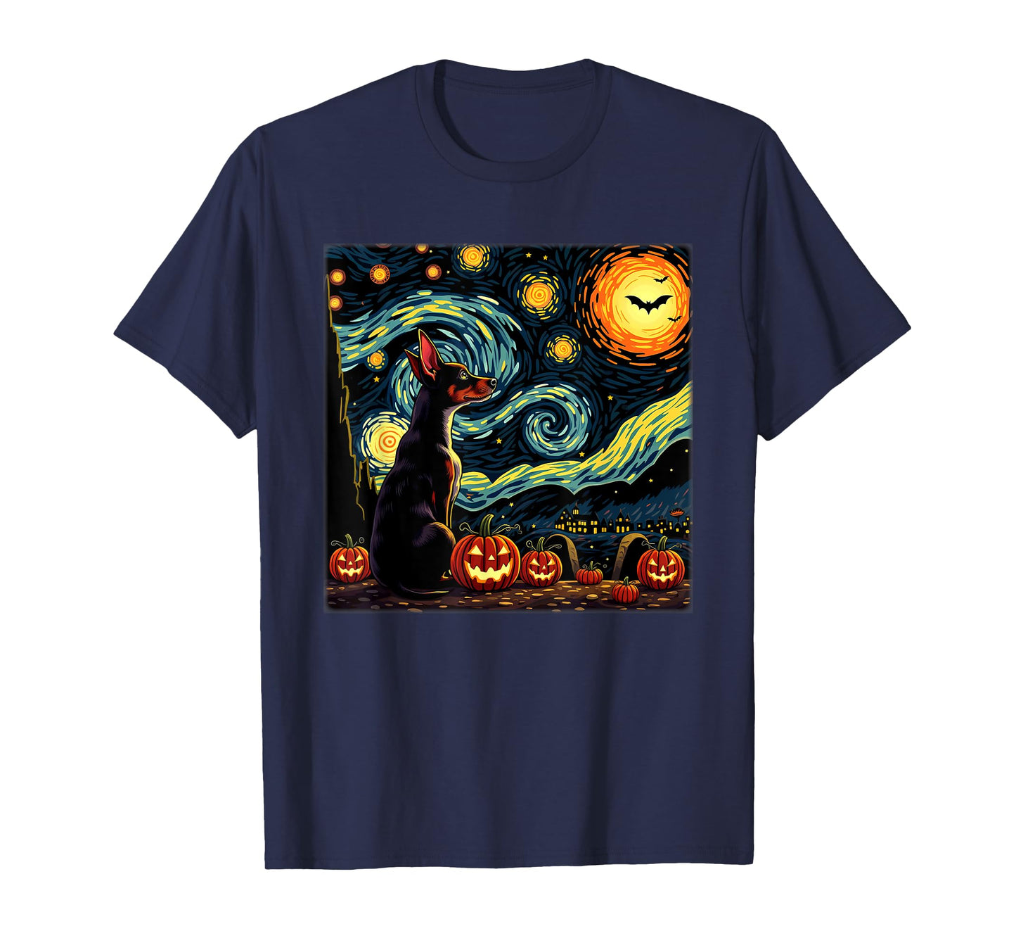 Spooky Halloween Rat Terrier Dog Starry Night T-Shirt