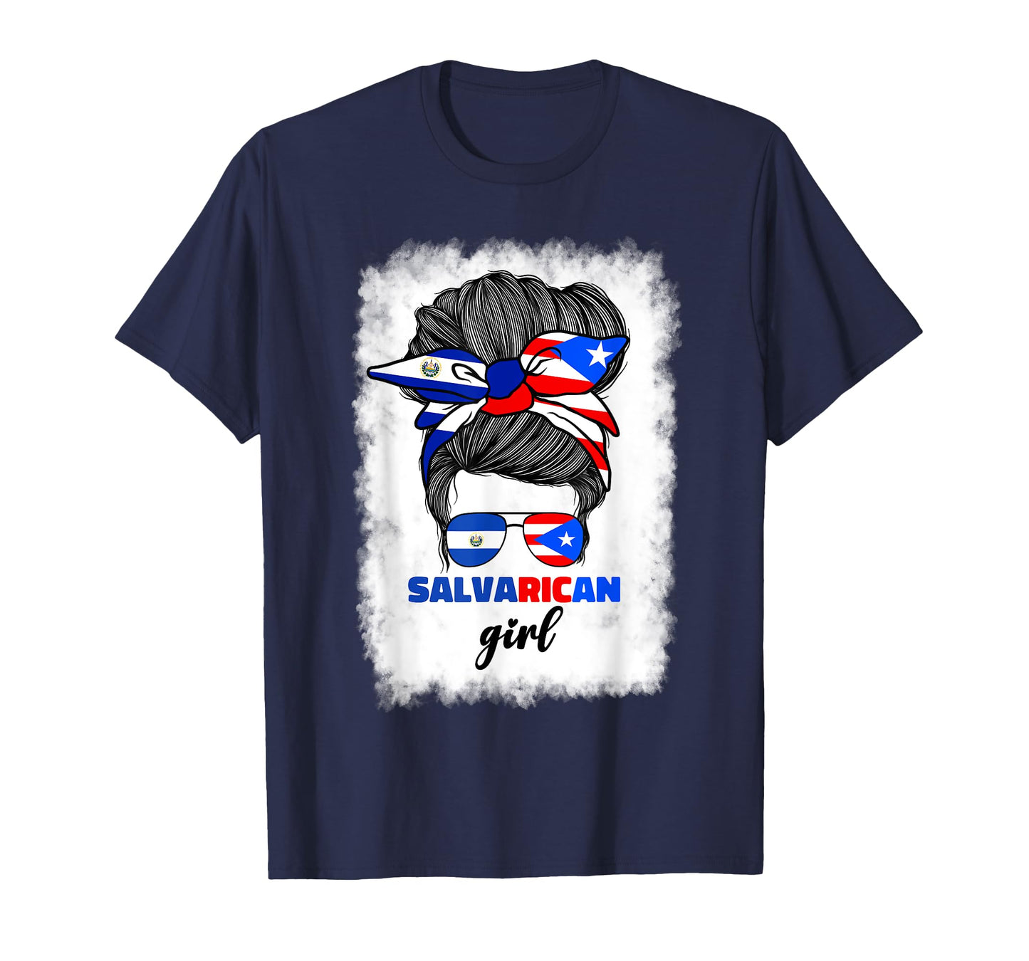 Half Salvadorian And Puerto Rican Rico El Salvador Flag Gril T-Shirt