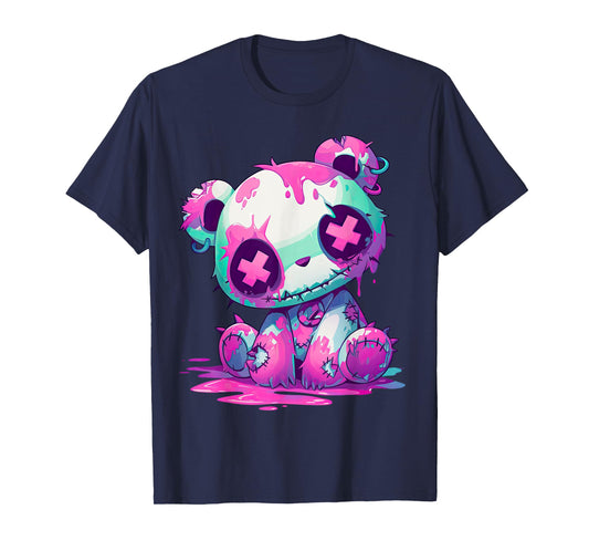 Kawaii Pastel Goth Creepy Cute Pink Zombie Panda T-Shirt