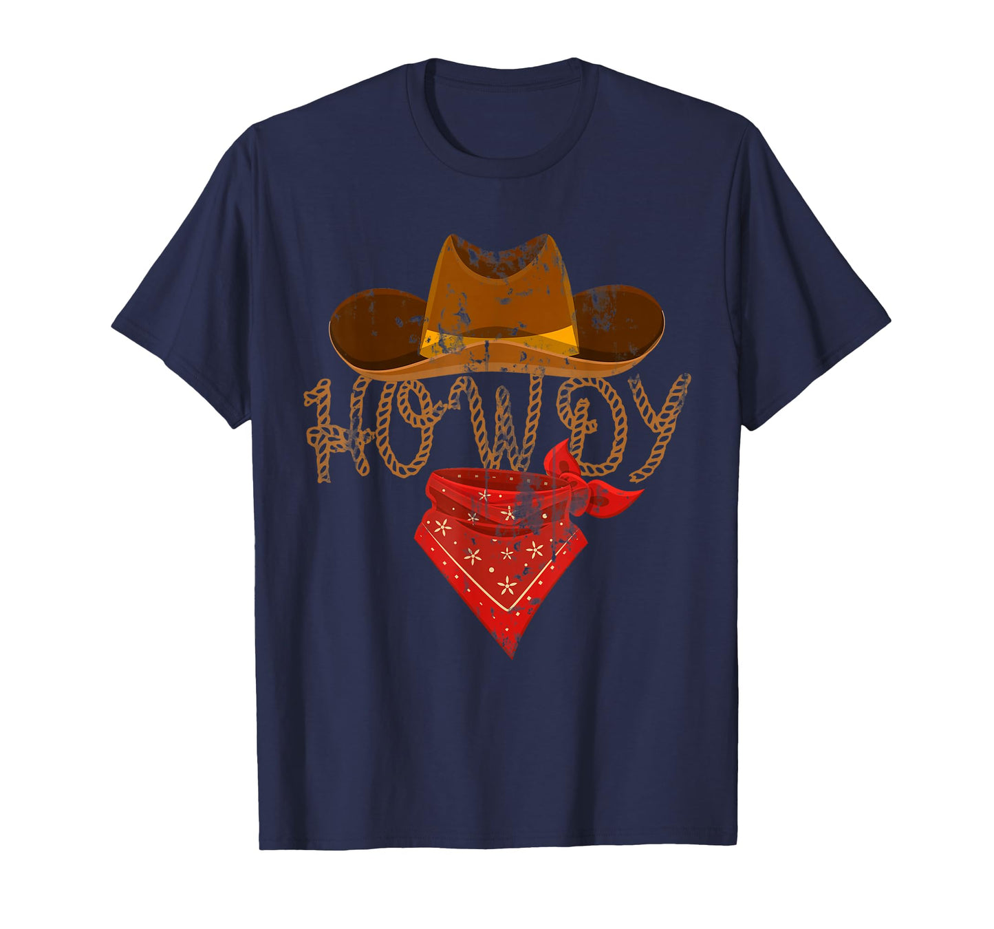 Western Cowboy Tees Howdy T-Shirt - Classic Fit, Short Sleeve, Black Polyester & Cotton