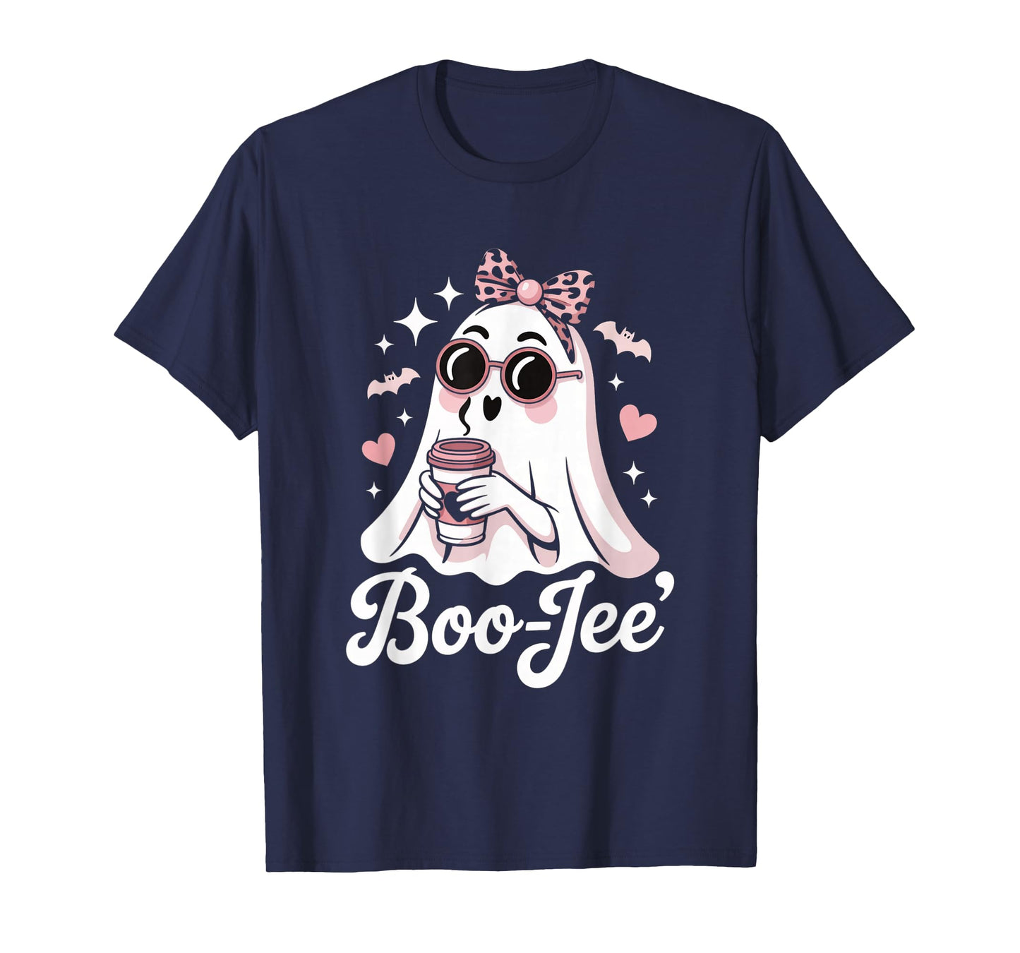Coquette Leopard Ghost Coffee Boo-JEE Halloween Boujee Ghost T-Shirt
