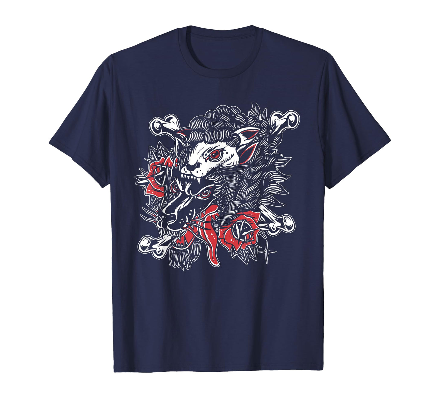 Wolf In Sheep's Clothing American Traditional Tattoo Flash T-Shirt