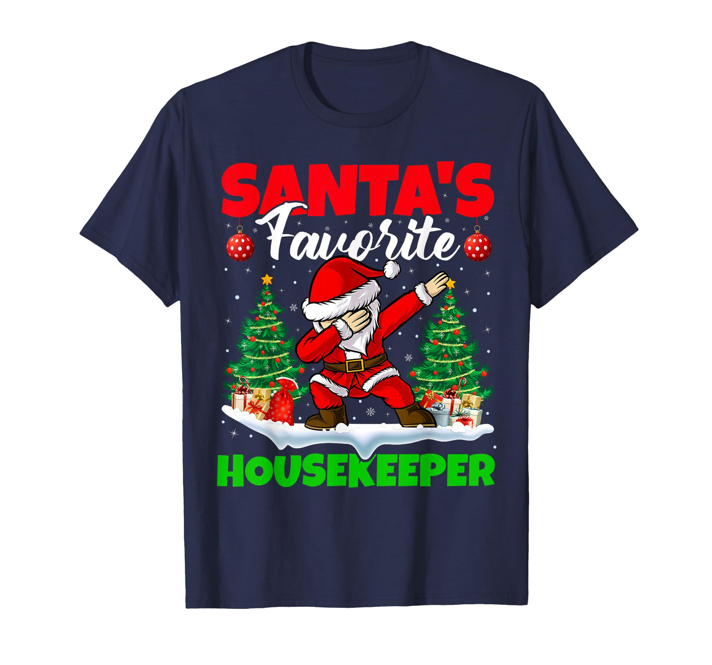 Xmas Dabbing Santa's Favorite Housekeeper Christmas T-Shirt