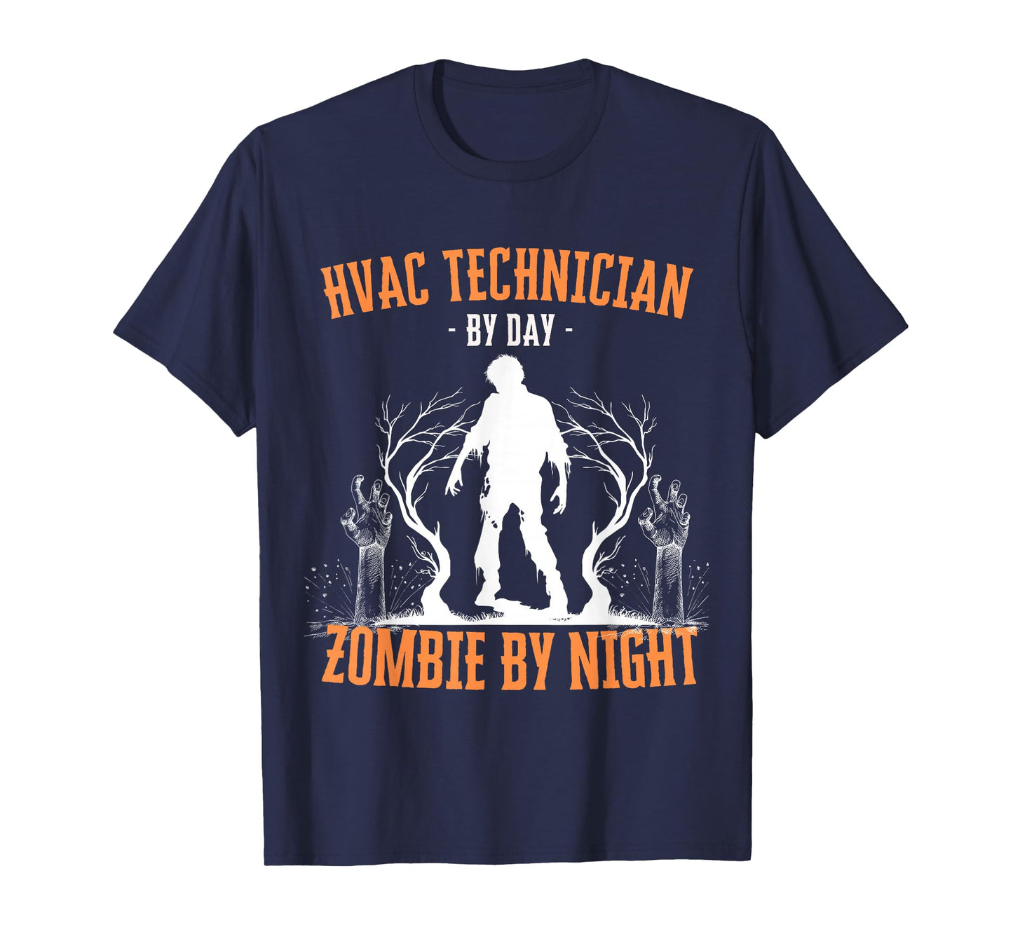 HVAC Technician by Day Zombie by Night Funny Halloween Scary T-Shirt