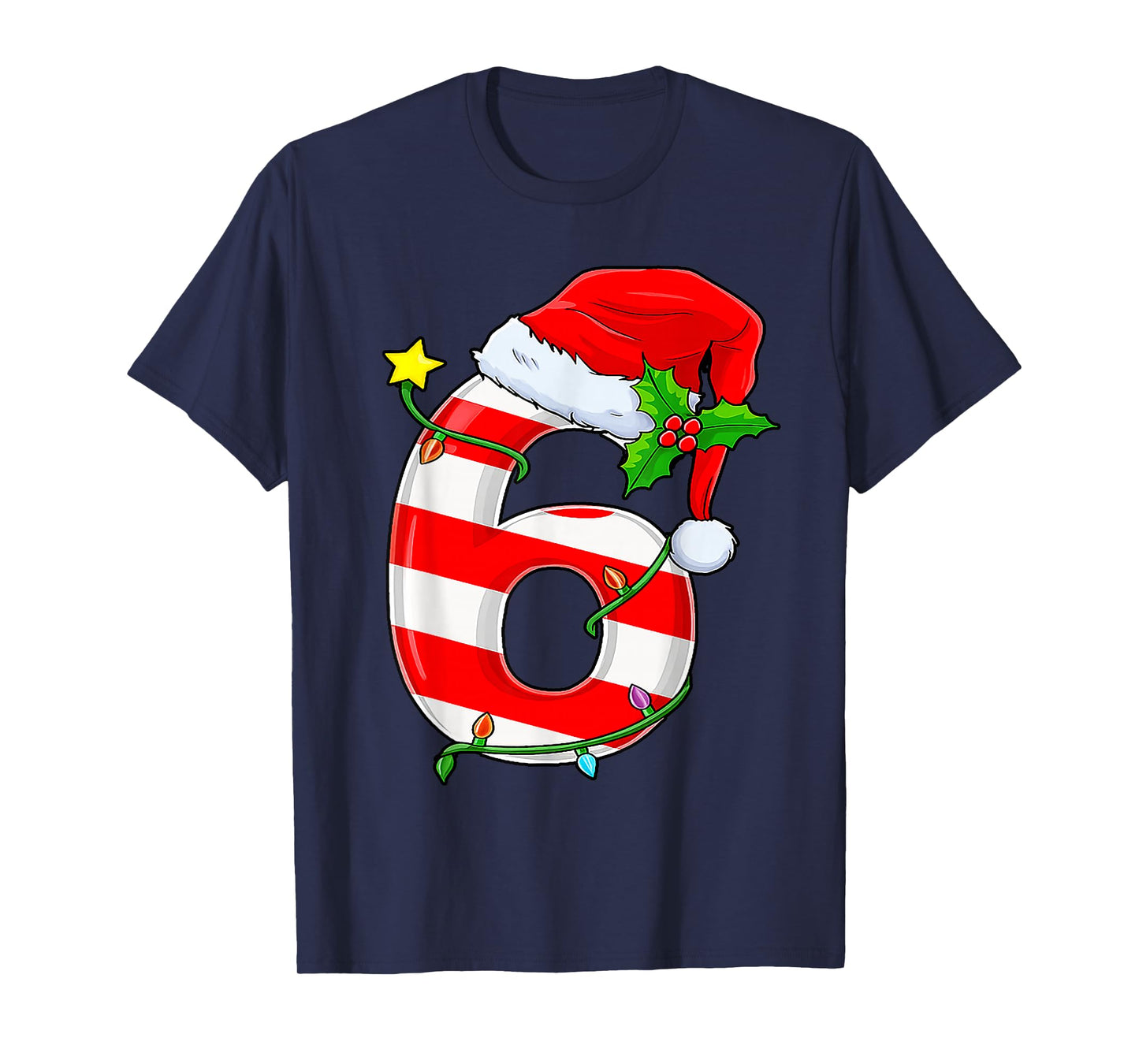 Fun Six Seven 6 7 Meme Candy Cane Lights Santa Christmas T-Shirt