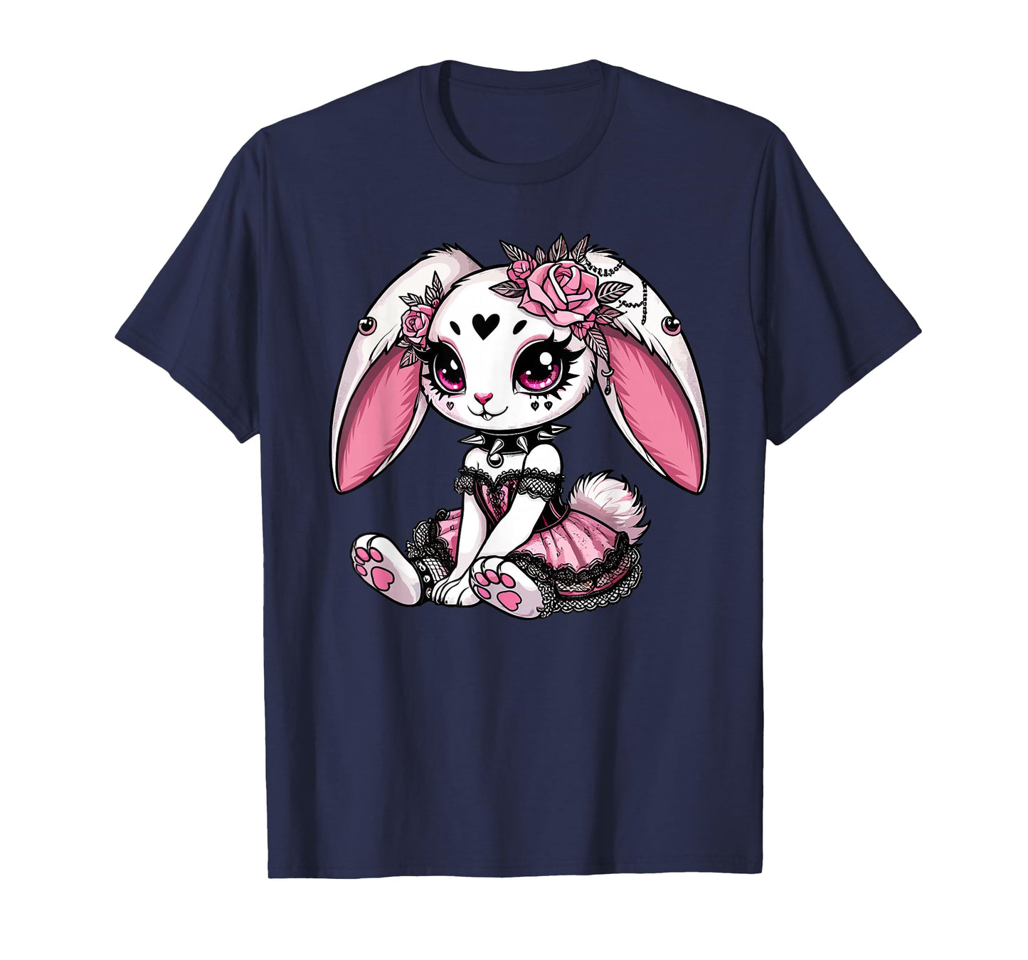 Gothic Bunny with Lace Corset and Roses T-Shirt