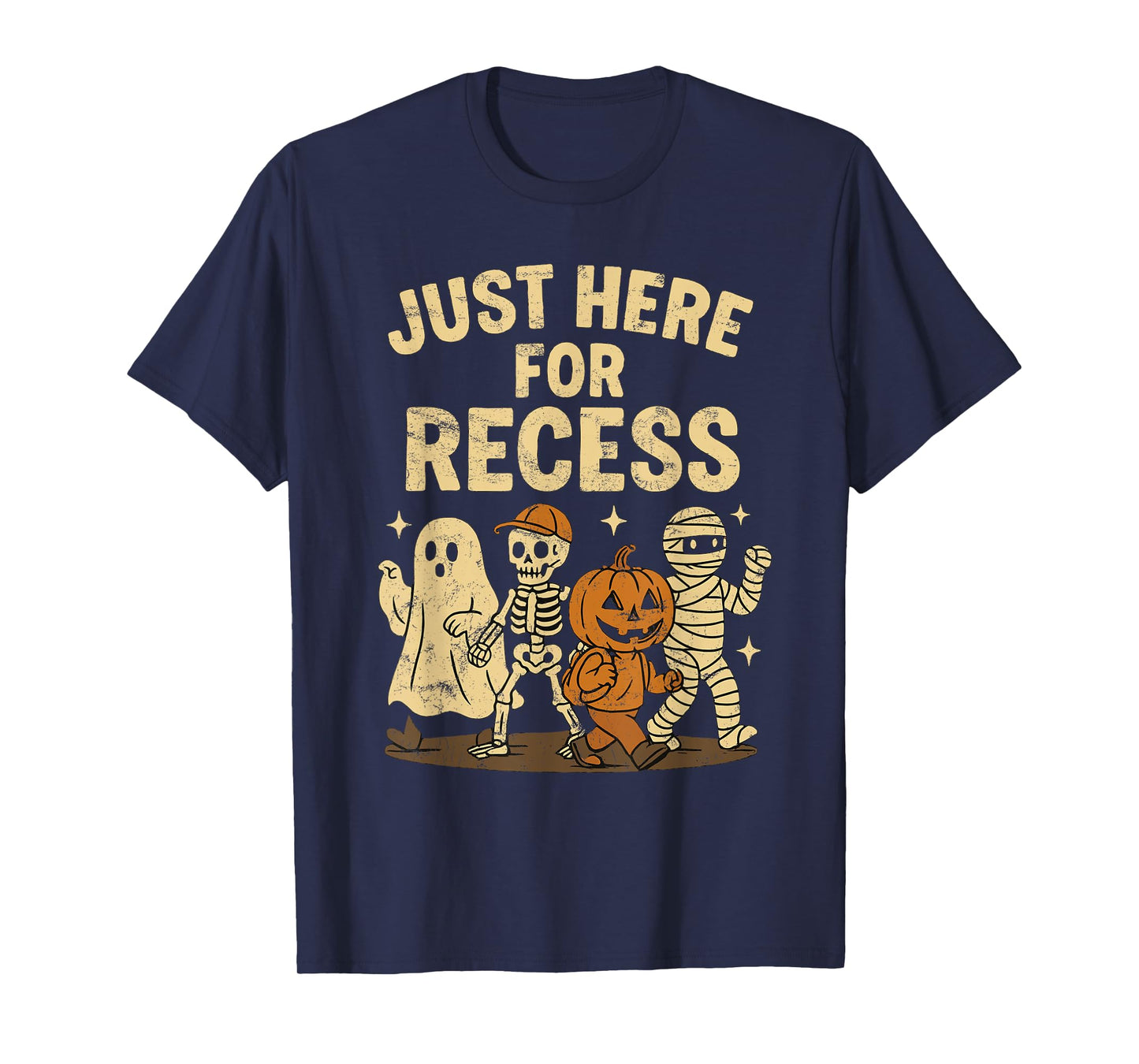 Halloween Just Here For Recess Ghost Skeleton School T-Shirt