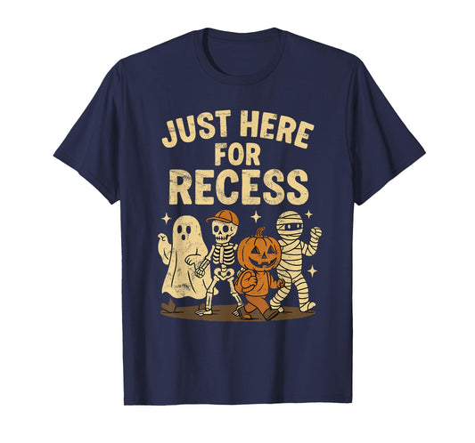 Halloween Just Here For Recess Ghost Skeleton School T-Shirt
