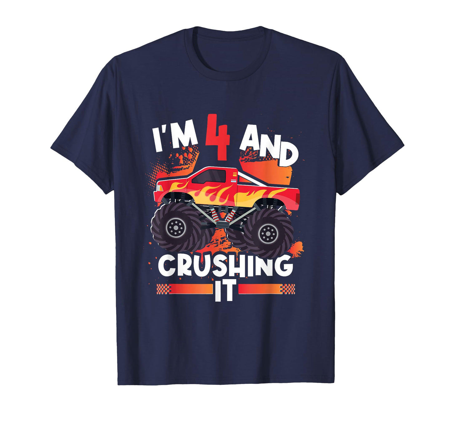 4 And Crushing It Monster Truck 4th Birthday Kids Girl Boy T-Shirt