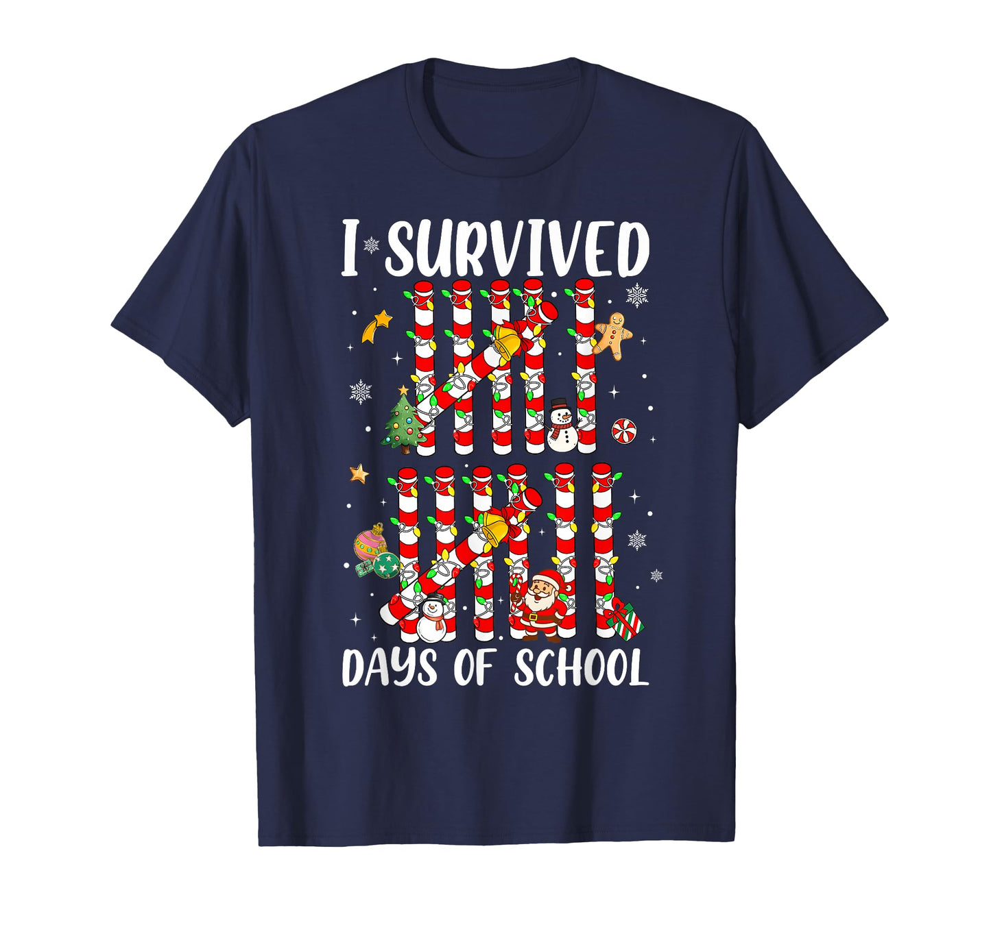 I Survived 67 Days of School Xmas Candy Cane Tally Boy Girl T-Shirt