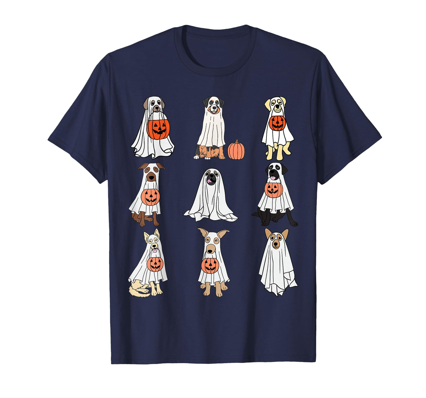 Dogs Ghost Cute Dogs Dressed As Ghost Funny Halloween Dog T-Shirt