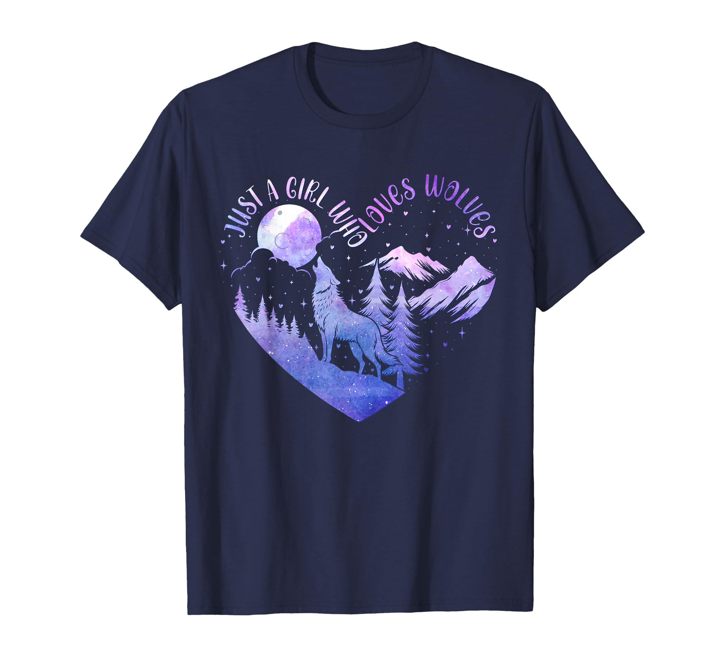 Cute Just a Girl Who Loves Wolves Wolf Lover Women And Girls T-Shirt