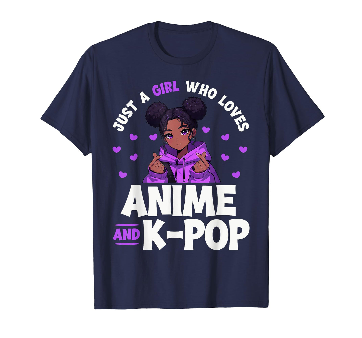 Just A Girl Who Loves Anime and K-Pop African American Afro T-Shirt