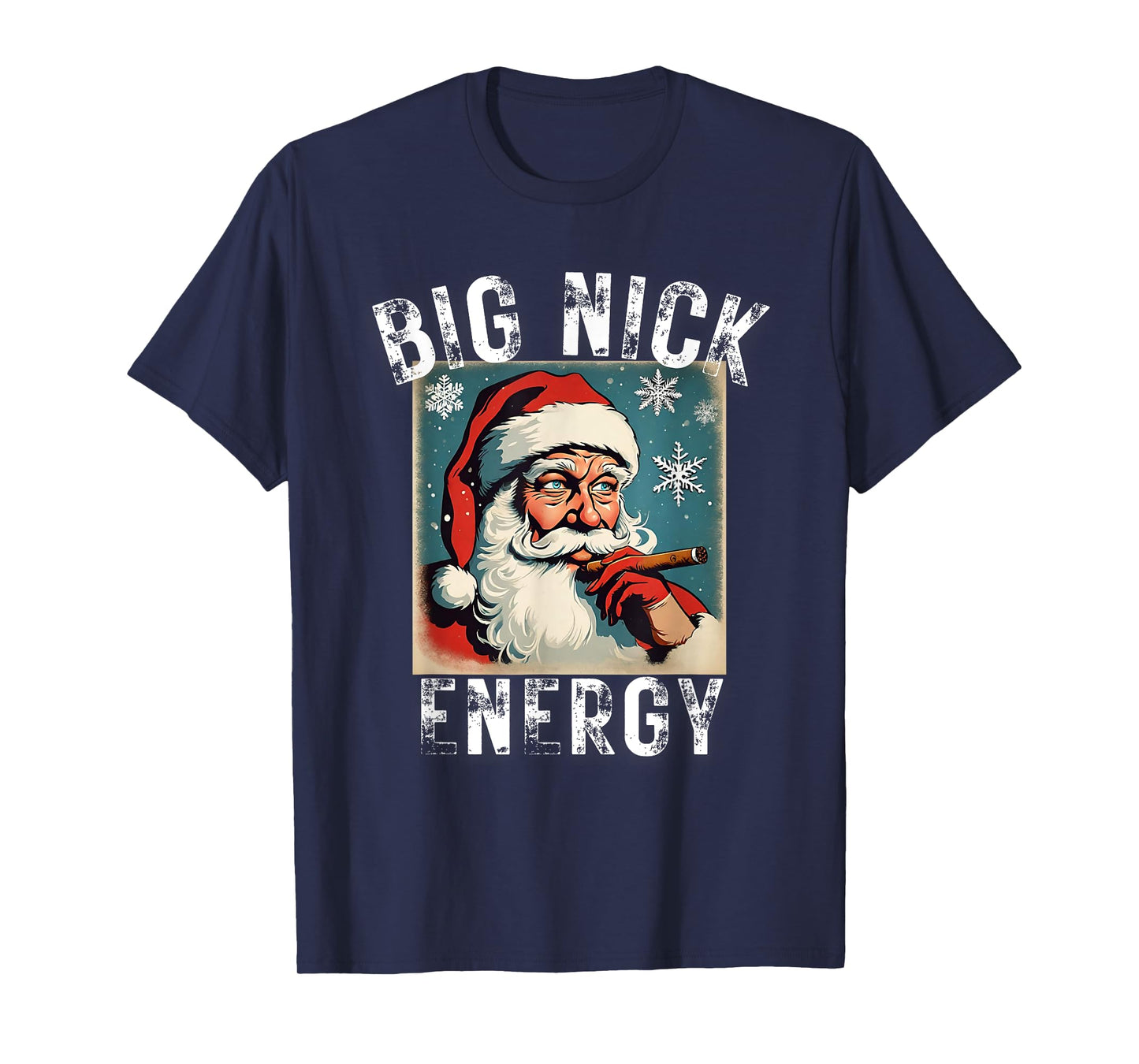 Big Nick Energy Funny Christmas Vintage Santa Smoking Cigar T-Shirt