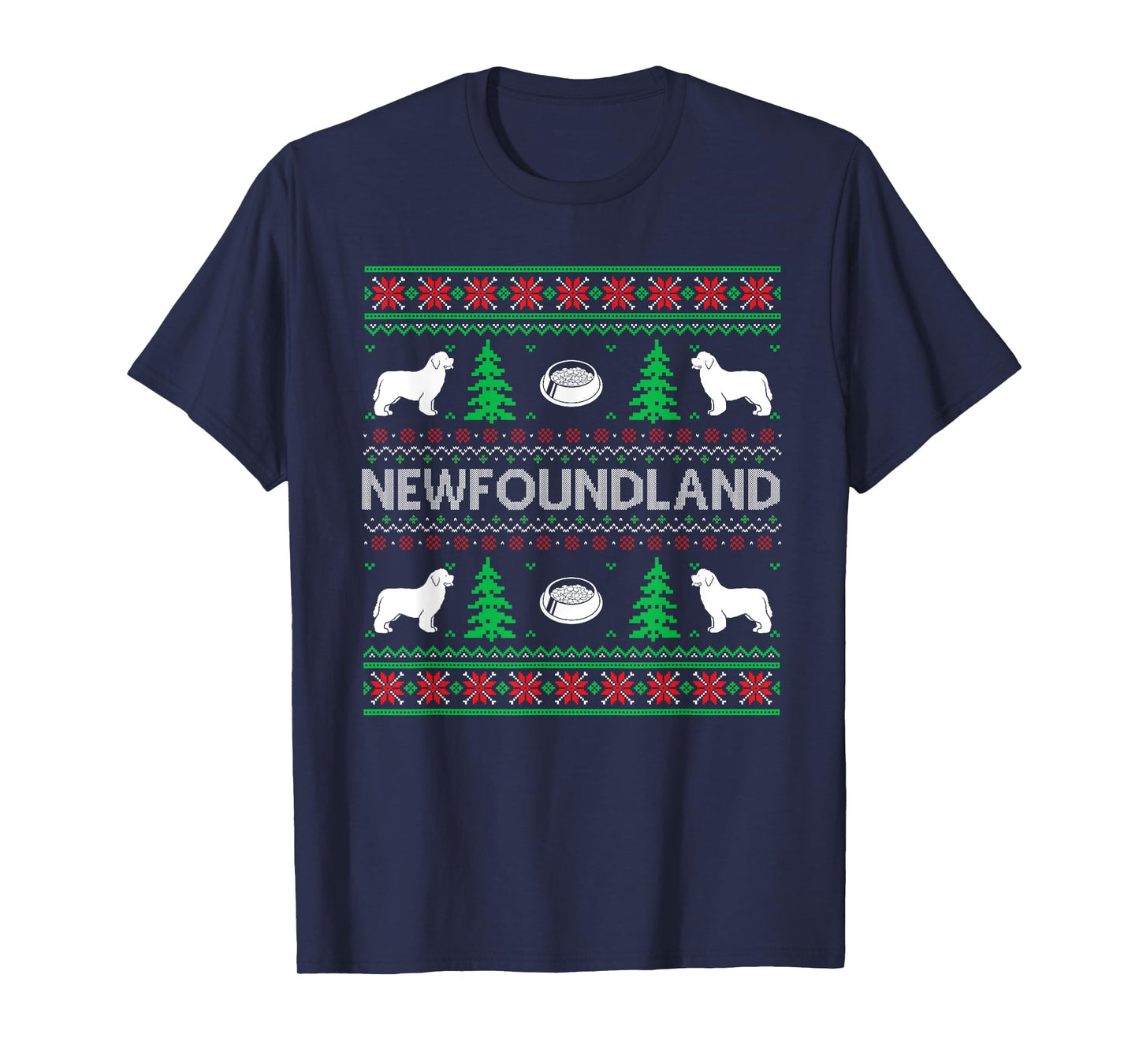 Ugly Christmas Sweaters Matching Newfoundland Dog Holiday T-Shirt