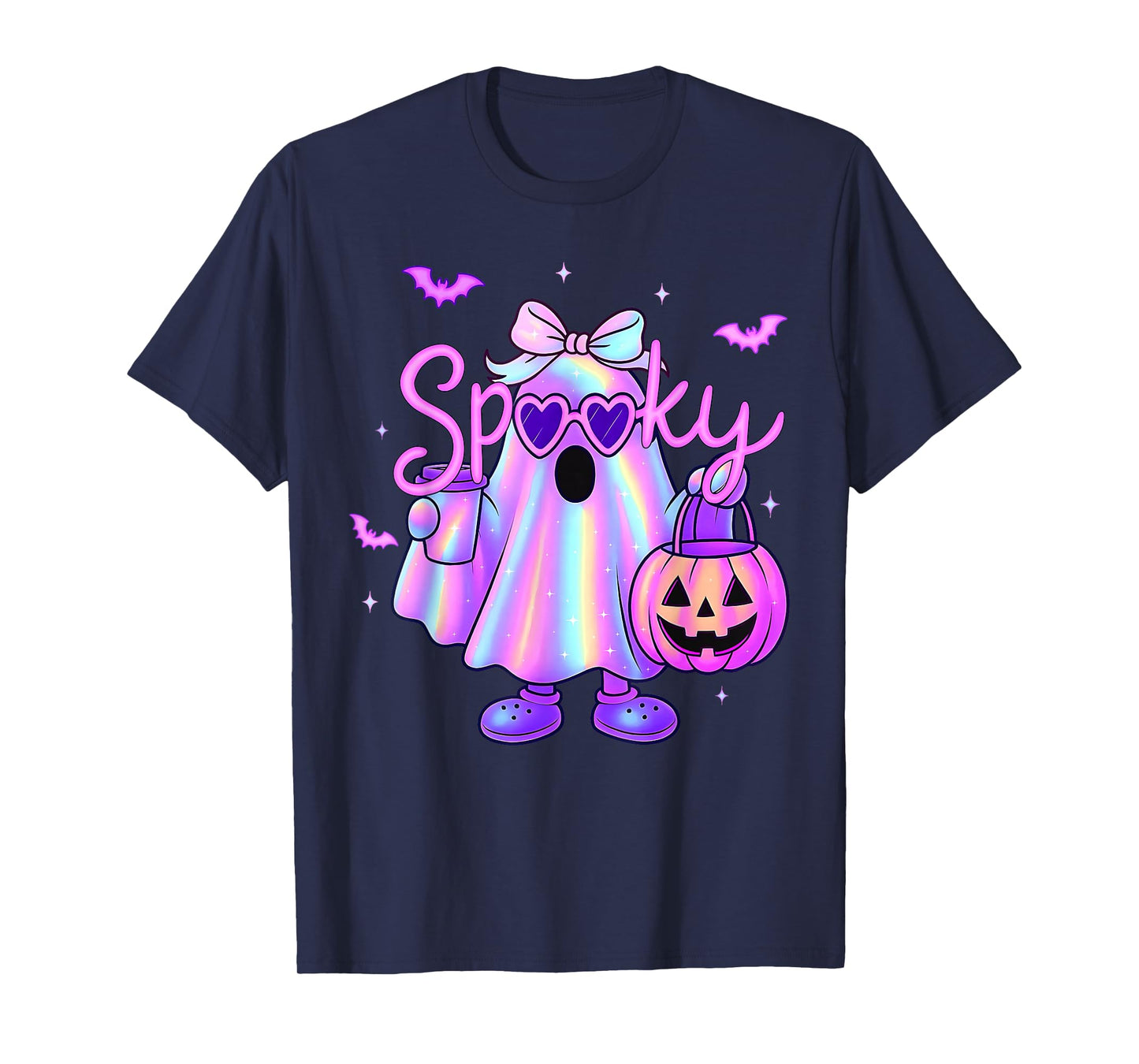 Cute Ghost Coquette Bow Halloween Spooky Season Girl Women T-Shirt