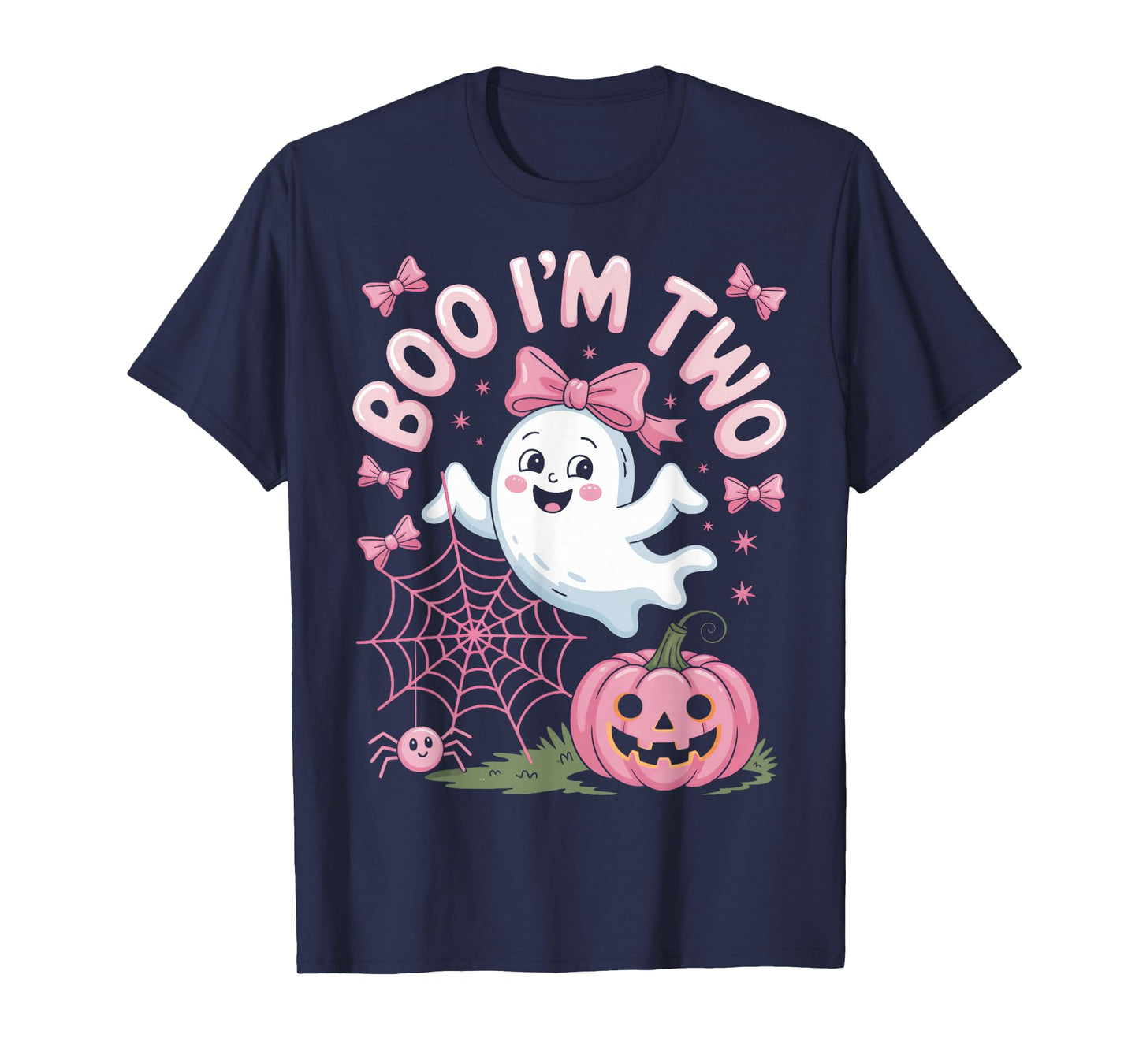 Boo I'm Two Second Birthday Halloween Ghost Pumpkin Kids T-Shirt