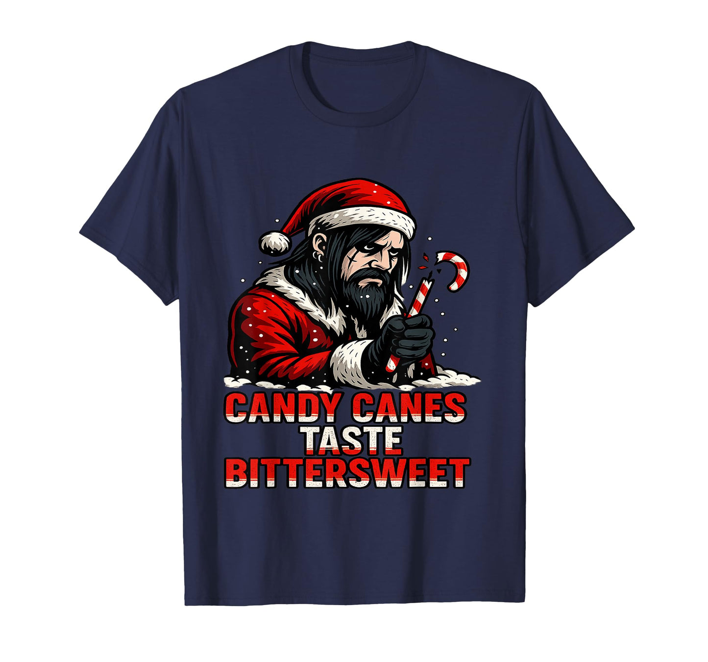 Candy Canes Taste Bittersweet Emo Santa Holiday Tears T-Shirt