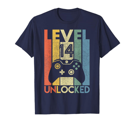 Level 14 Unlocked Shirt Funny Video Gamer 14th Birthday Gift T-Shirt