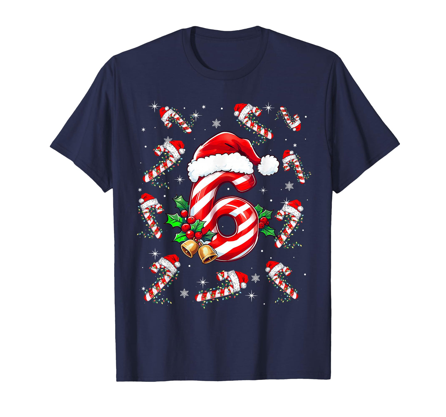 Christmas Fun Six Seven 6 7 Meme Slang Couples Candy Cane T-Shirt