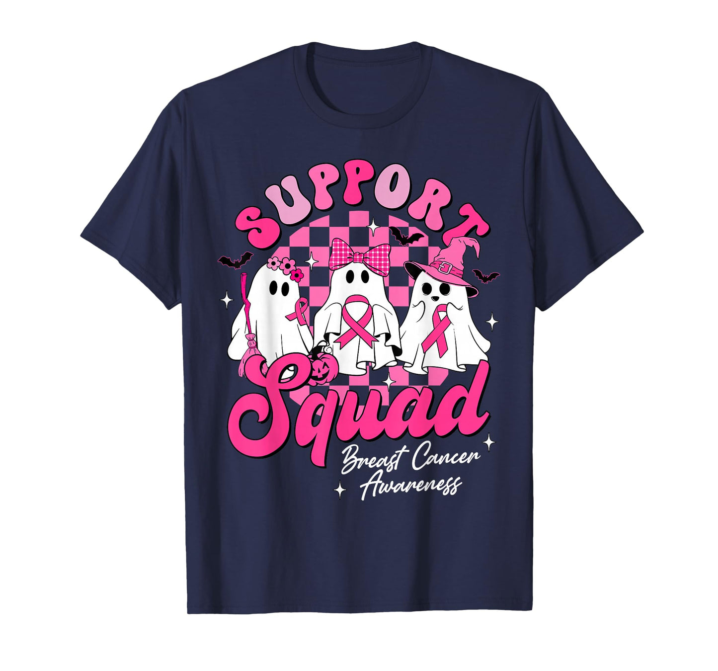 Support Squad Breast Cancer Awareness Cute Ghost Halloween T-Shirt