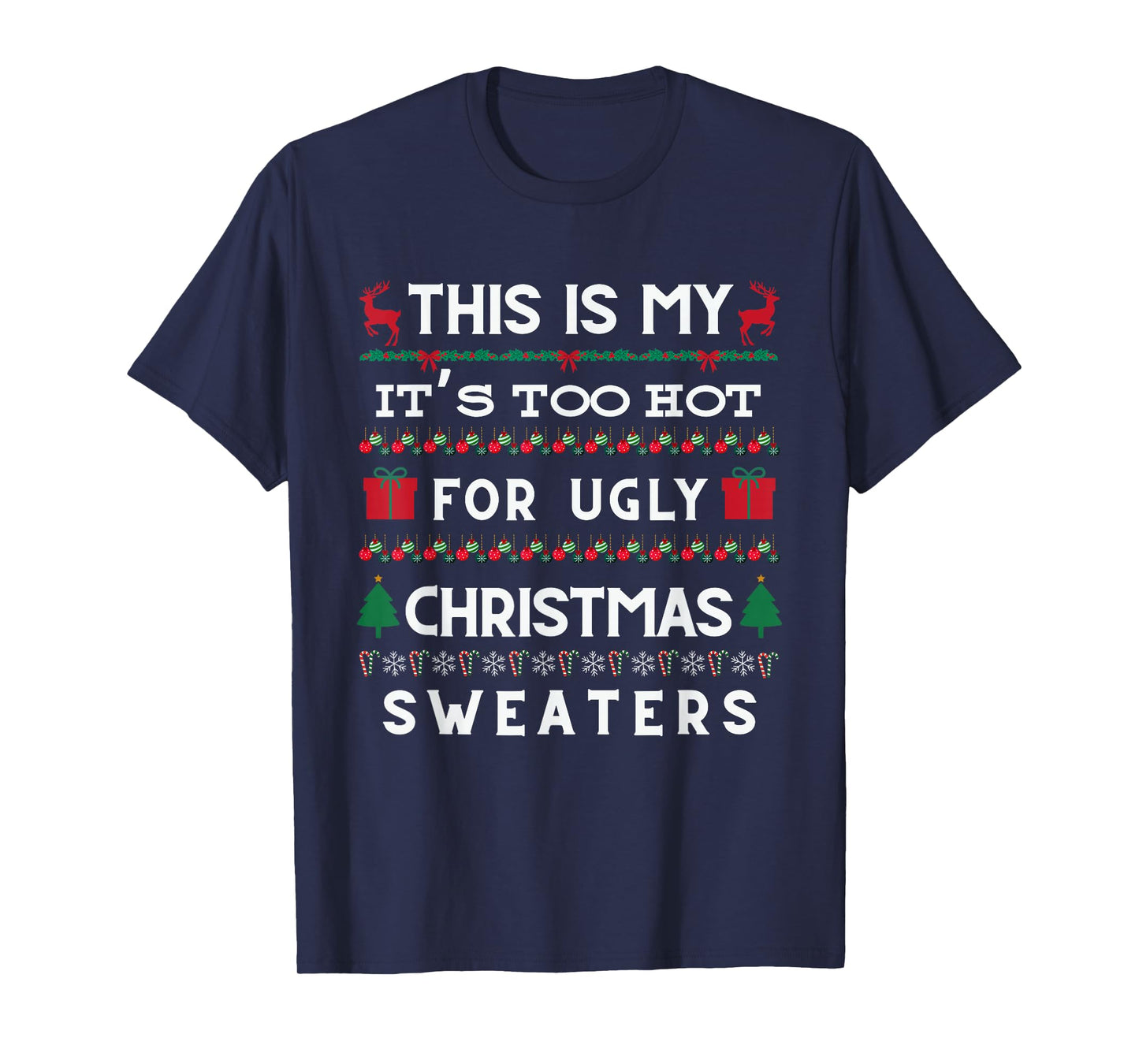 Retro Ugly Christmas Sweater Candy Cane Tree Vibes T-Shirt