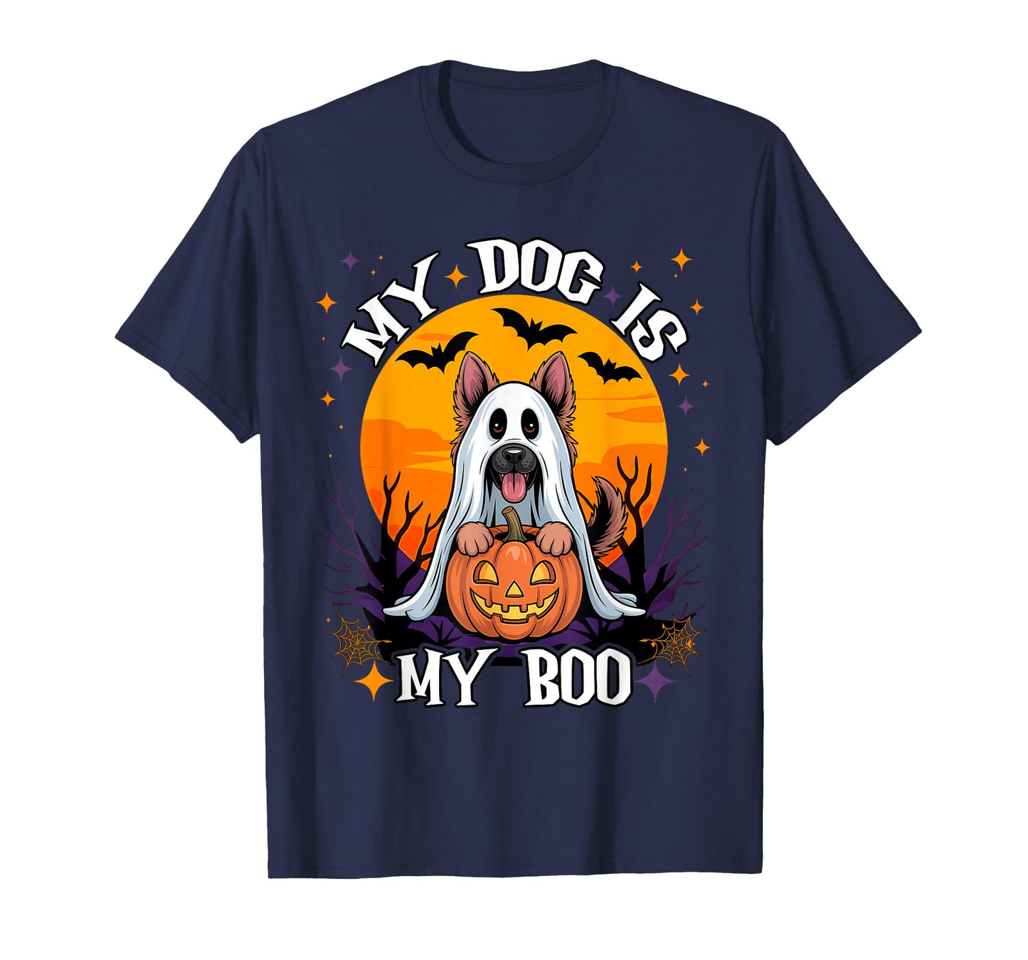 Dog Halloween Ghost Pumpkin German Shepherd My Dog is My Boo T-Shirt