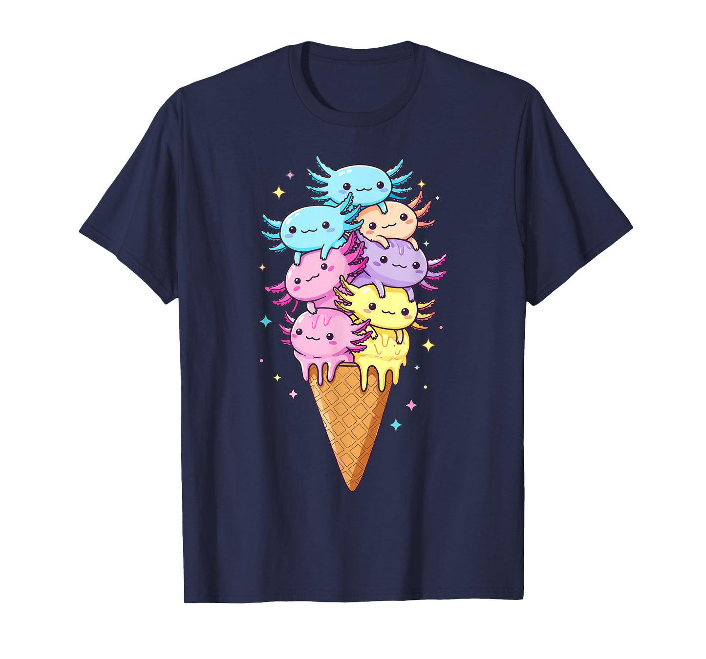 Axolotls Ice Cream Funny Kawaii Axolotl T-Shirt