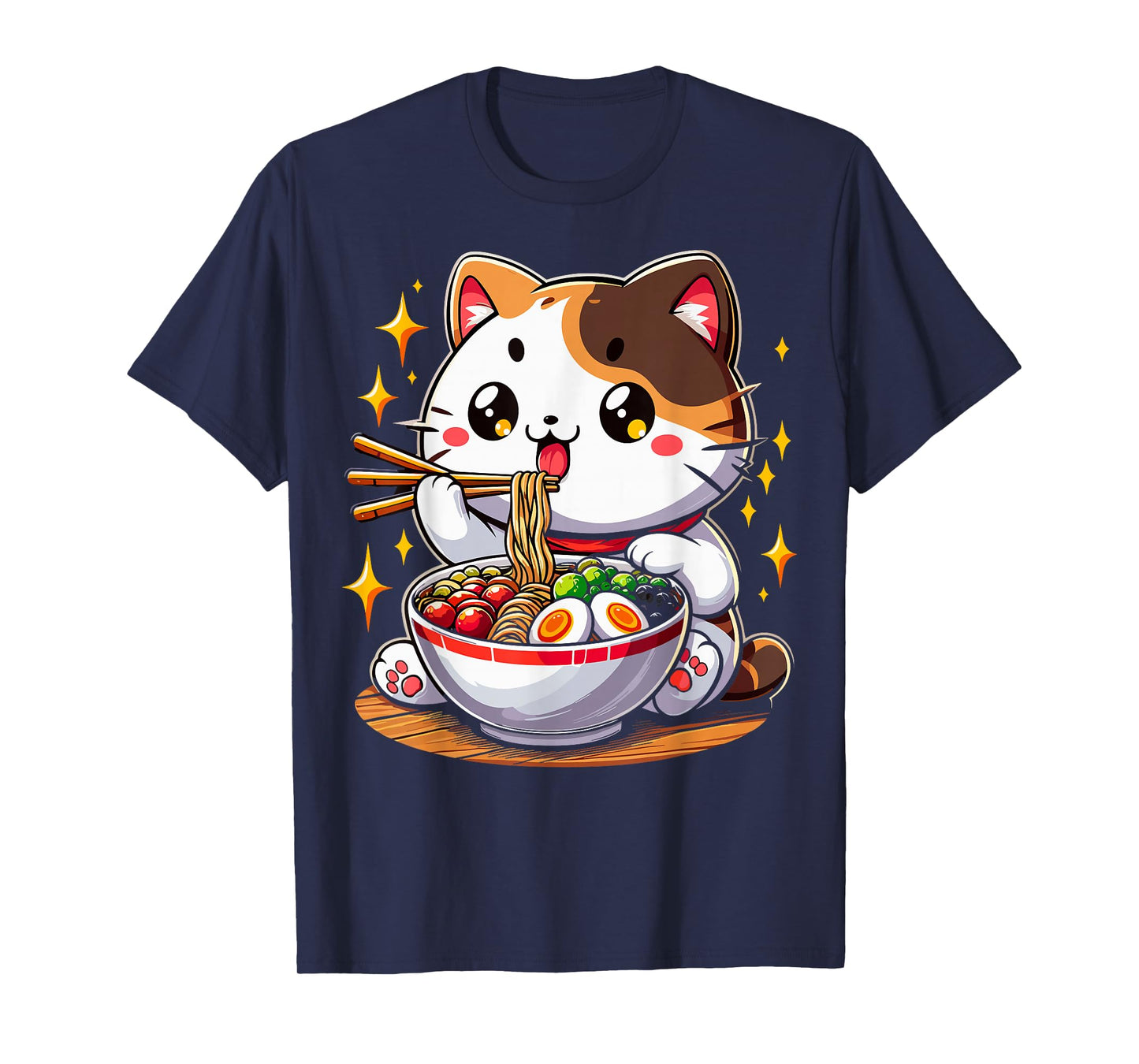 Cat Ramen Noodles Anime Kawaii Japanese Cat T-Shirt