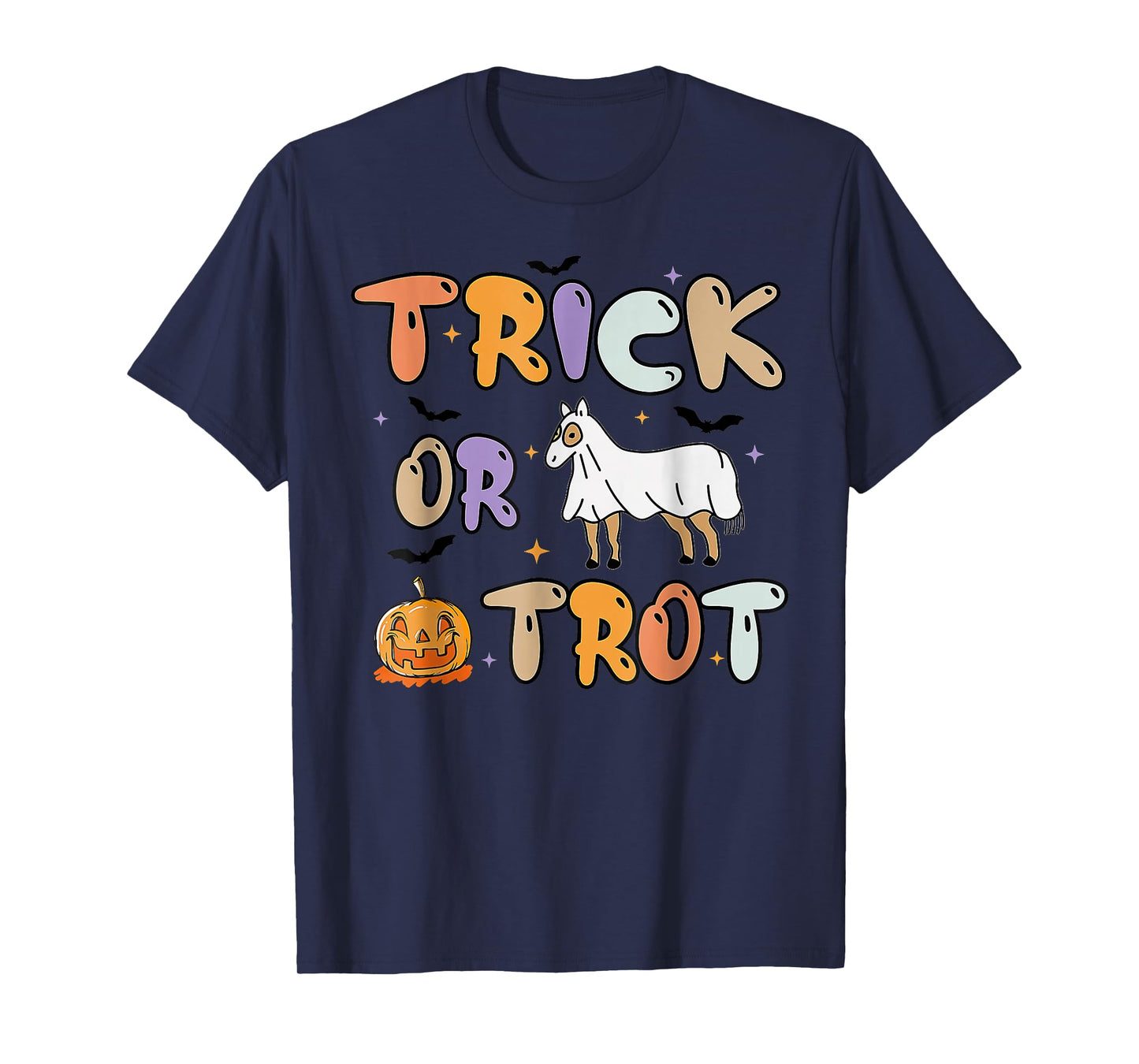 Trick Or Trot Halloween Pumpkin Ghost Horse T-Shirt