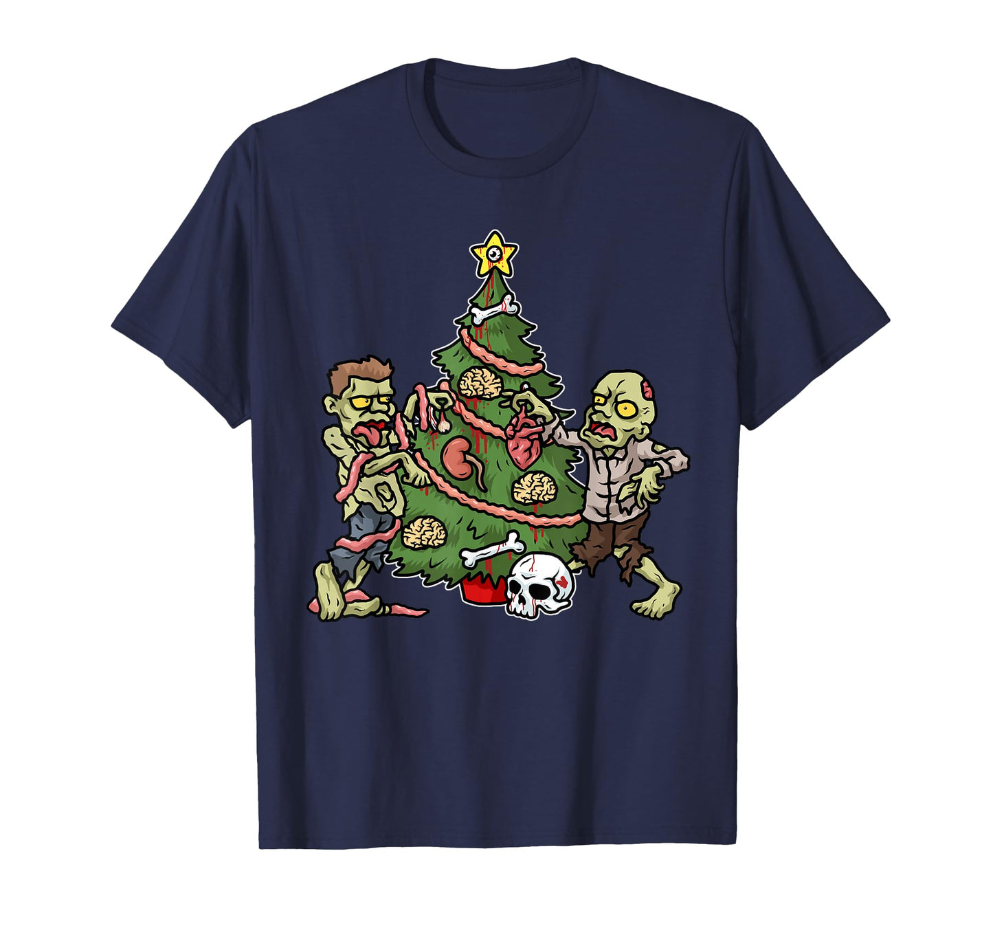 Christmas Zombie Shirt Kids Christmas Tree Gift Men Zombies T-Shirt