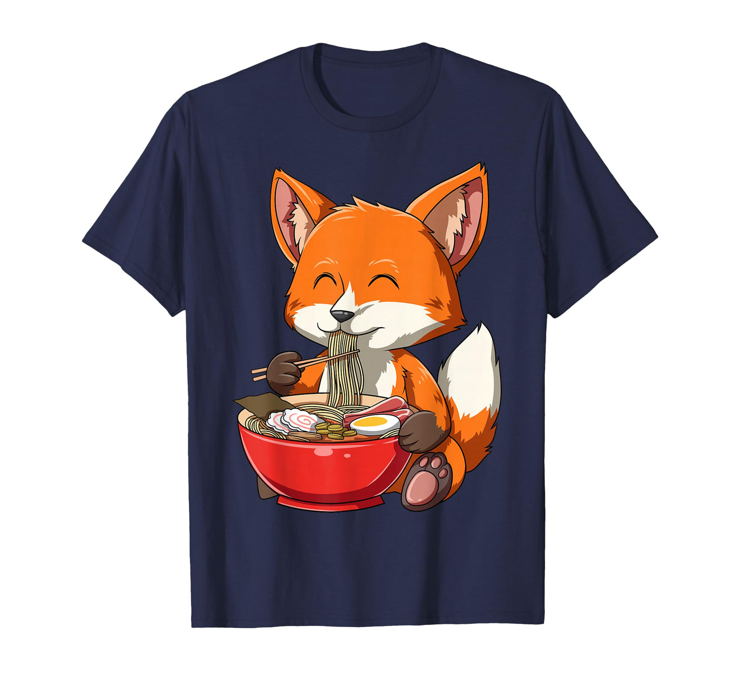 Fox Eating Ramen Ramen Noodle Lovers Fox Themed Gift T-Shirt