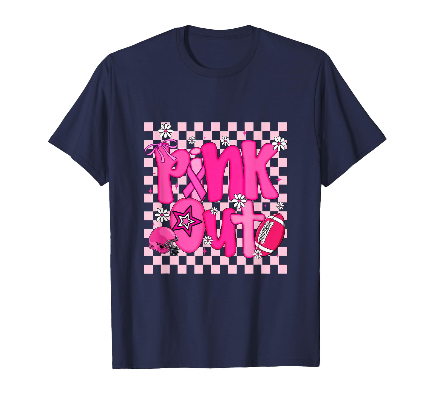 Pink Out Shirt Womens Girls Football Breast Cancer Awareness T-Shirt