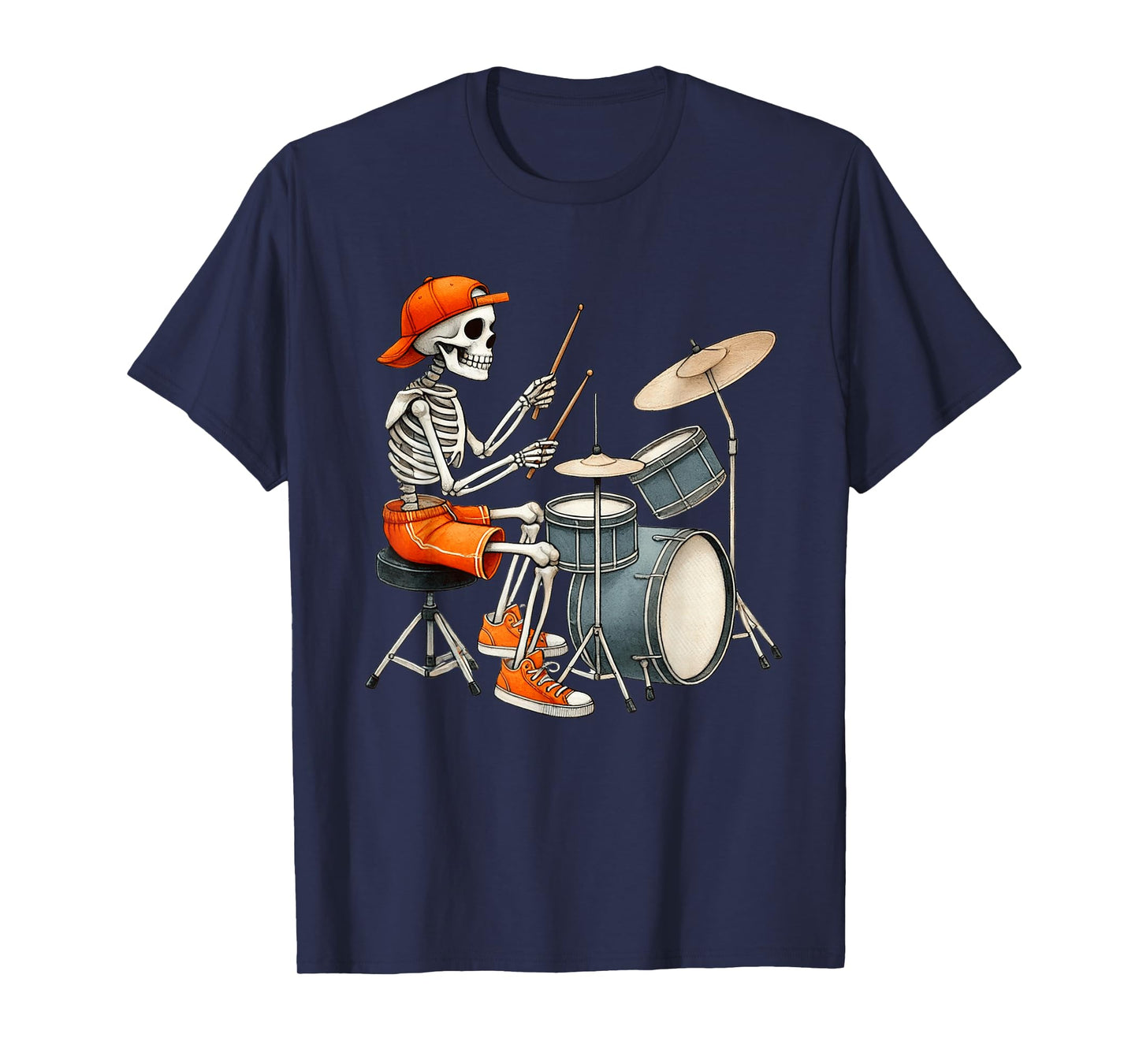 Skeleton Drums Halloween Costume Funny Drummer Men Boys Kids T-Shirt