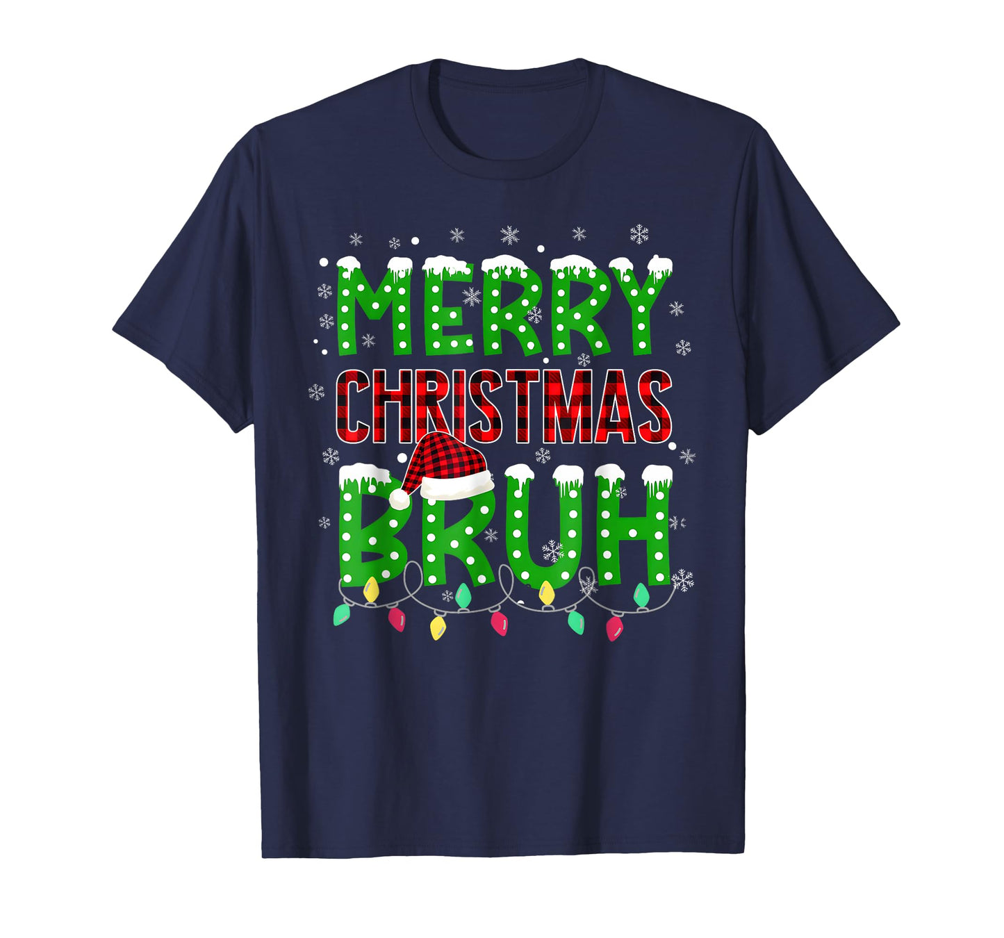 Bruh Christmas Red Plaid Teens Boys Kids Xmas Pajama T-Shirt