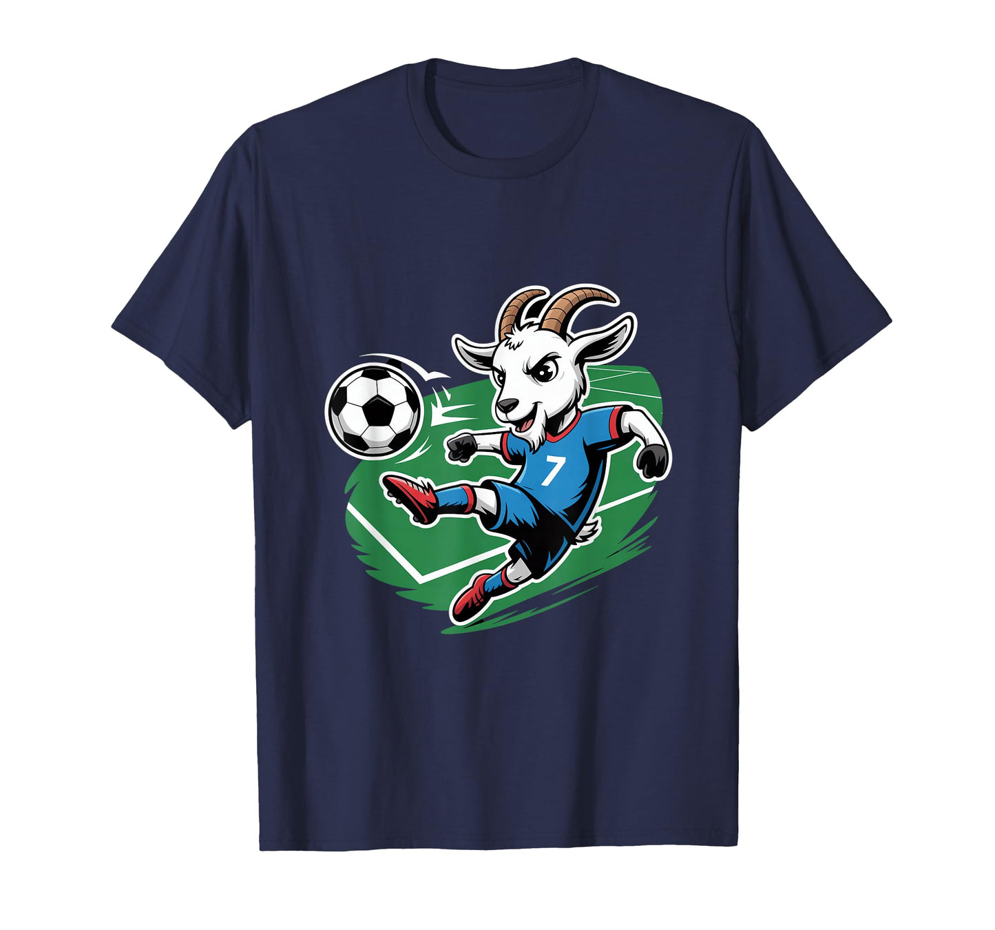 Football Goat Striker Number 7 Kicking Soccer Ball T-Shirt