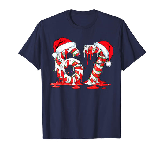 67 Meme Six Seven Candy Canes Drip Christmas Pajamas Holiday T-Shirt