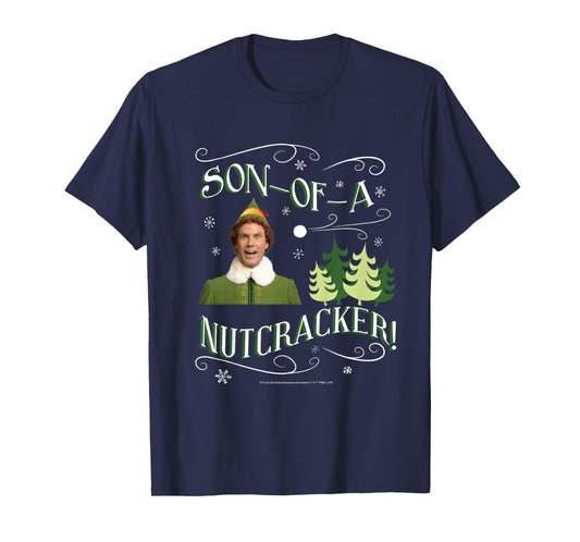Kids Elf Buddy Son-of-A-Nutcracker Tree Text Poster T-Shirt