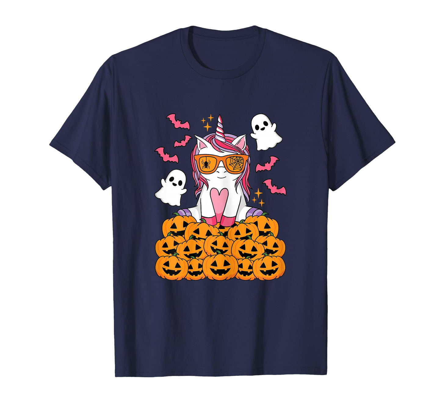 Cute Halloween Unicorn Pumpkin Ghost Women Girls Kids T-Shirt