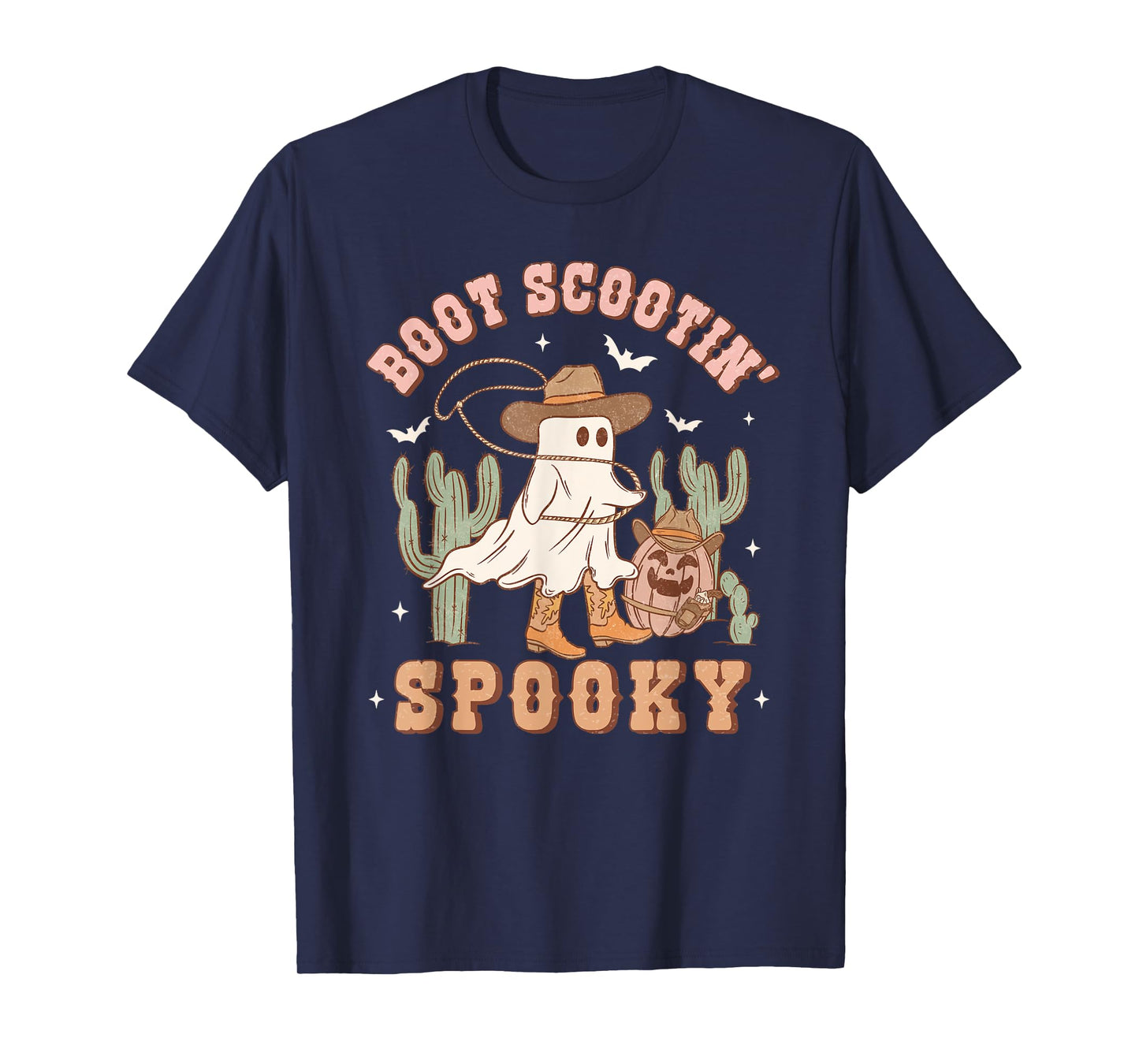 Retro Halloween Cowgirl Ghost Western Boot Scootin Spooky T-Shirt