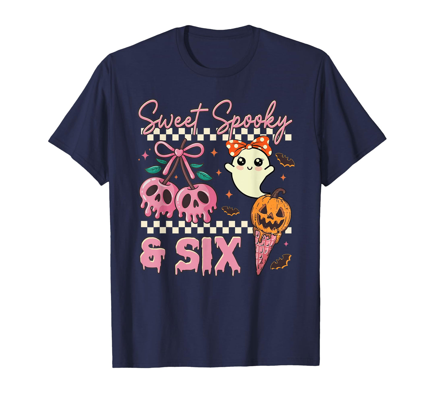 Sweet Spooky and Six Cute Ghost 6th Birthday Halloween T-Shirt