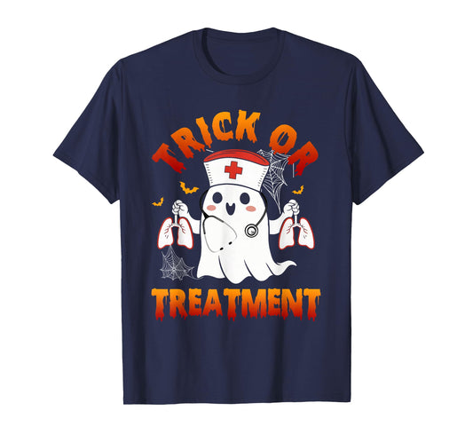 Trick Or Treatment Boo Respiratory Therapist Ghost Halloween T-Shirt