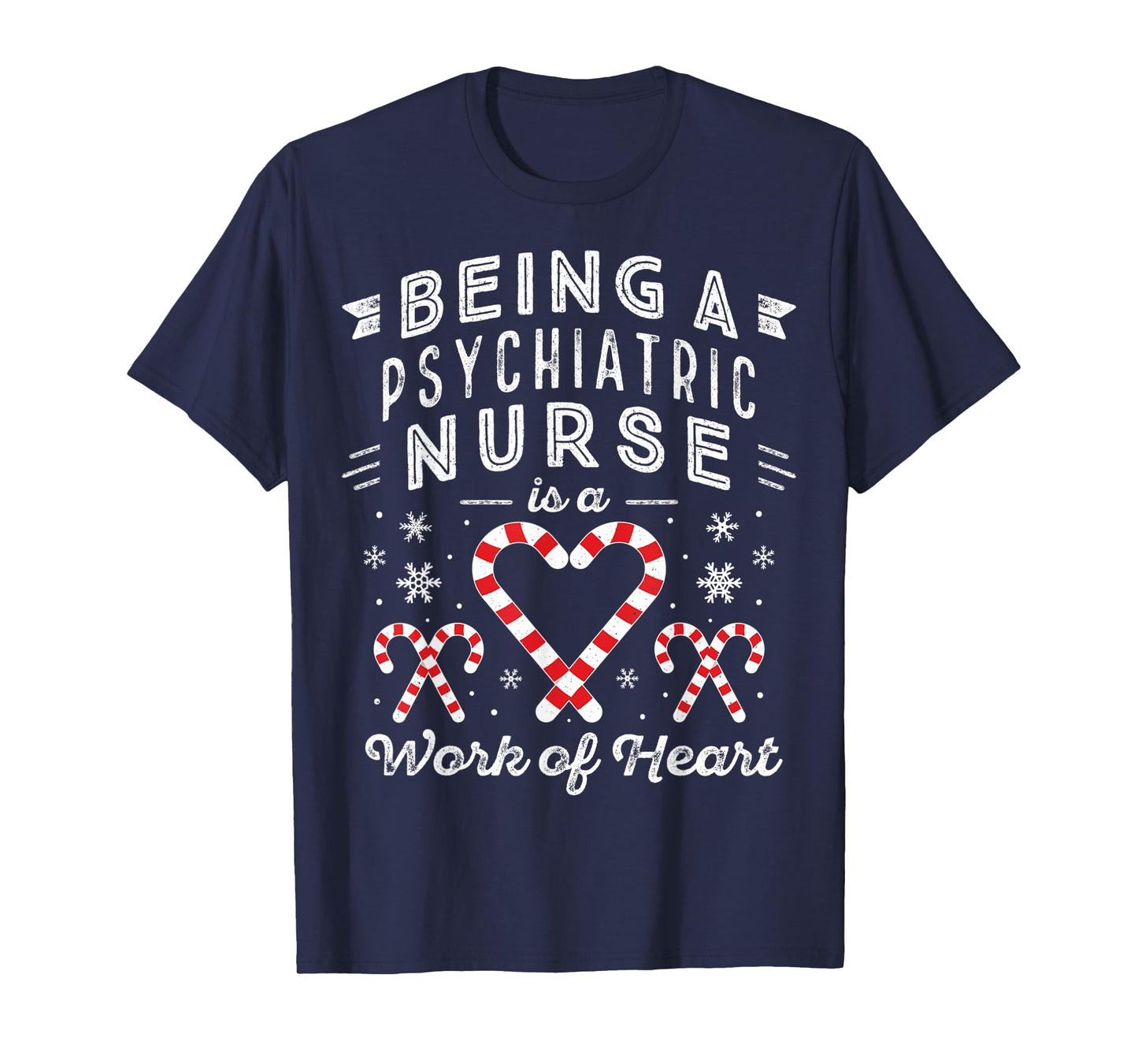 Christmas Candy Cane Heart Men Women PMHNP Psychiatric Nurse T-Shirt