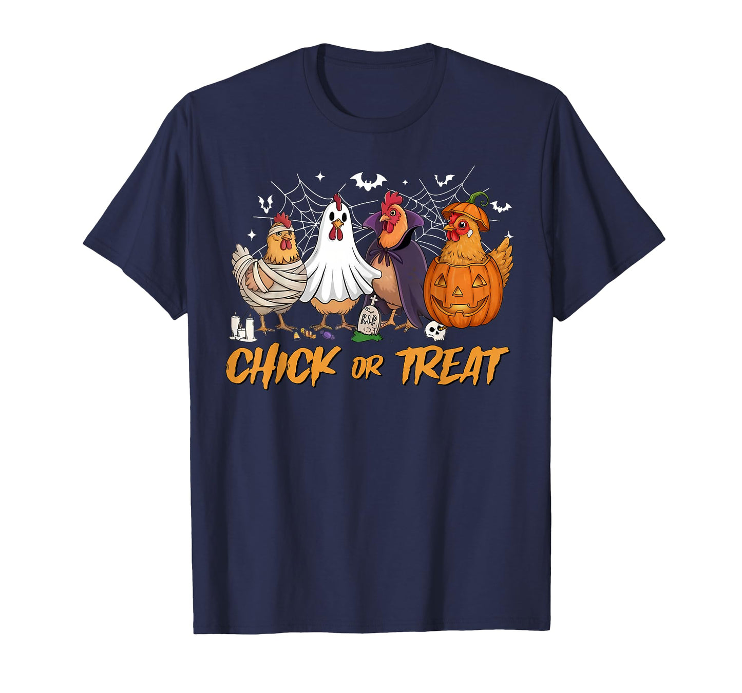 Chick Or Treat Funny Chicken Pumpkin Ghost Spooky Halloween T-Shirt